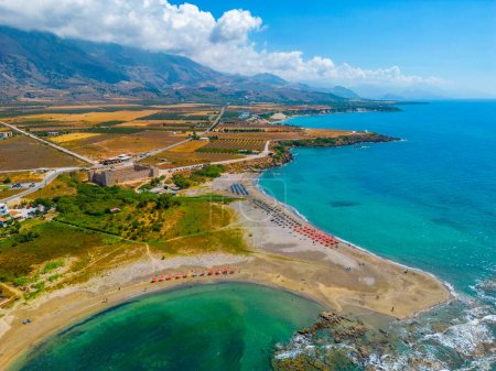 Blick auf den Strand von Frangokastello auf der griechischen Insel Kreta.