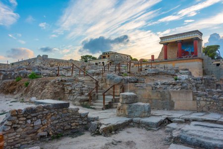 Photo for Sunset view of the north entrance to Knossos palace at Greek island Crete. - Royalty Free Image