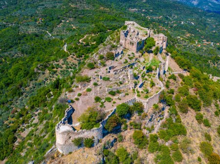 Panorama of Acropolis of Mystras archaeological site in Greece.