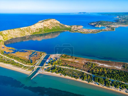 Photo for Aerial view of Limni Divari lagoon in Greece. - Royalty Free Image