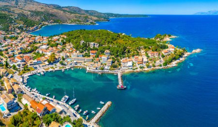 Photo for Panorama view of port of Kassiopi at Corfu, Greece. - Royalty Free Image