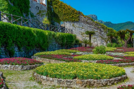 Photo for Colorful, symmetrical garden at Villa Rufolo in Ravello, Italy. - Royalty Free Image