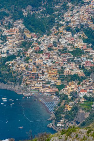 Photo for Aerial view of Positano from Sentiero degli Dei hiking trail in Italy. - Royalty Free Image