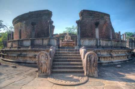 Photo for Ruins of vatadage at the quadrangle of Polonnaruwa ruins, Sri Lanka. - Royalty Free Image