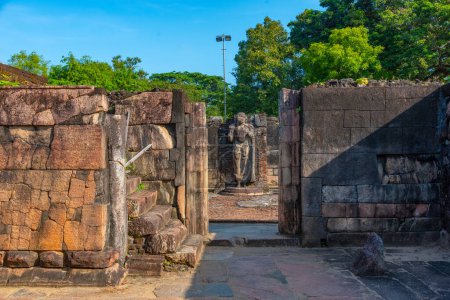 Photo for Statues at Hatadage at the quadrangle of Polonnaruwa ruins, Sri Lanka. - Royalty Free Image