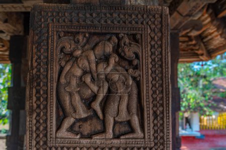 Photo for Wooden ornaments at the Embekka temple near Kandy, Sri Lanka. - Royalty Free Image