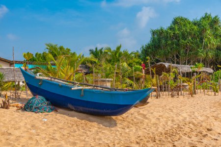 Téléchargez les photos : Bateaux de pêche à la plage de Marakolliya, Sri Lanka. - en image libre de droit