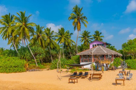 Photo for Beach restaurant at Medaketyia beach at Sri Lanka. - Royalty Free Image