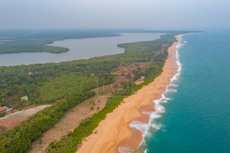 Photo for Sunset aerial view of Marakolliya beach at Sri Lanka. - Royalty Free Image