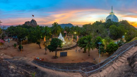 Photo for Sunset view of Maha stupa at Mihintale buddhist site in Sri Lanka. - Royalty Free Image