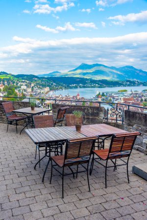 Photo for Terrace overlooking Luzern town in Switzerland. - Royalty Free Image