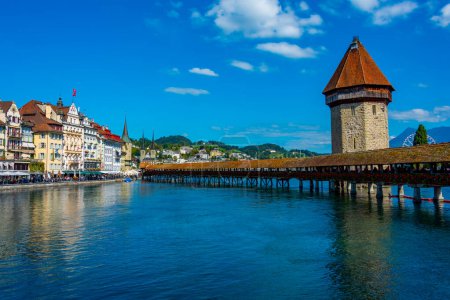 Photo for View of Kapellbruecke at Swiss town Luzern. - Royalty Free Image