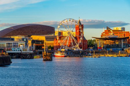 Photo for Skyline of Cardiff bay in Wales, UK. - Royalty Free Image
