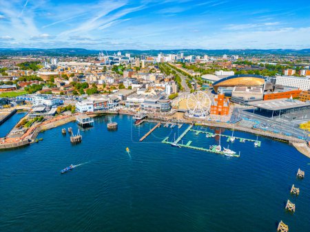 Photo for Panorama view of Cardiff bay in Wales. - Royalty Free Image
