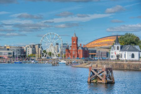 Photo for Panorama of Cardiff bay in Wales, UK. - Royalty Free Image