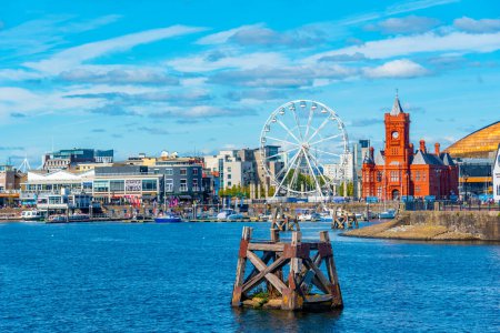 Photo for Skyline of Cardiff bay and Mermaid Quay in Wales, UK. - Royalty Free Image