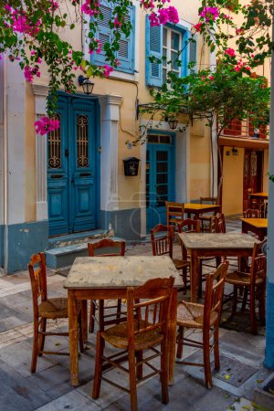 Photo for Tourist street of Greek town Nafplio. - Royalty Free Image