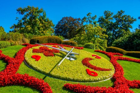Photo for Flower clock in the swiss city Geneva. - Royalty Free Image