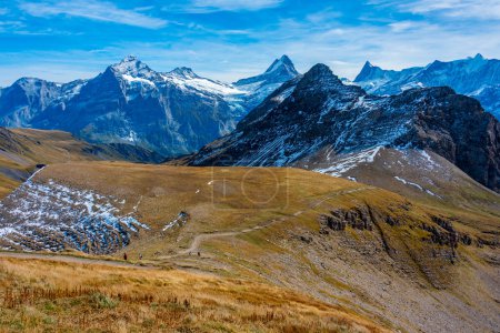Téléchargez les photos : Vue panoramique des Alpes bernoises depuis le sommet du Faulhorn en Suisse. - en image libre de droit