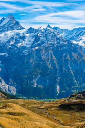 Téléchargez les photos : Panorama des Alpes sur le village de Grindelwald en Suisse. - en image libre de droit