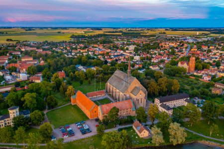 Photo for Aerial view of convent of Saint Brigitta in Vadstena, Sweden. - Royalty Free Image