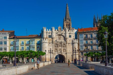 Burgos, Spain, June 4, 2022: Arch of Saint Maria in Spanish town Burgos.