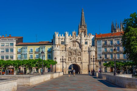Photo for Burgos, Spain, June 4, 2022: Arch of Saint Maria in Spanish town Burgos. - Royalty Free Image