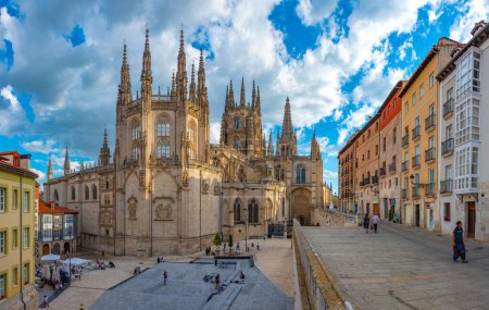 Burgos, Spain, June 3, 2022: Sunset view of the cathedral in Spanish town Burgos