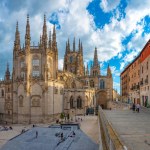 Burgos, Spain, June 3, 2022: Sunset view of the cathedral in Spanish town Burgos