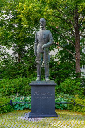 Photo for Seinajoki, Finland, July 24, 2022: Statue of Carl Gustaf Emil Mannerheim in Finnish town Seinajoki. - Royalty Free Image
