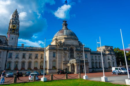 Téléchargez les photos : Cardiff, Pays de Galles, 16 septembre 2022 : Vue de la mairie de Cardiff au Pays de Galles. - en image libre de droit