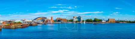 Photo for Cardiff, Wales, September 17, 2022: Skyline of Cardiff bay and Mermaid Quay in Wales, UK. - Royalty Free Image