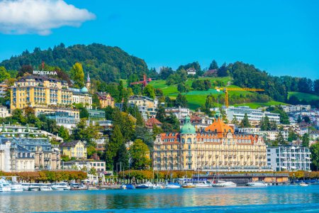 Photo for Luzern, Switzerland, September 20, 2022: Waterfront of lake Lucerne in Luzern, Switzerland. - Royalty Free Image