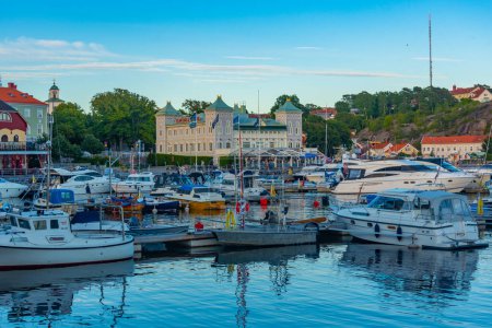Stromstad, Sweden, July 11, 2022: View of marina in Swedish town Stromstad.IMAGE