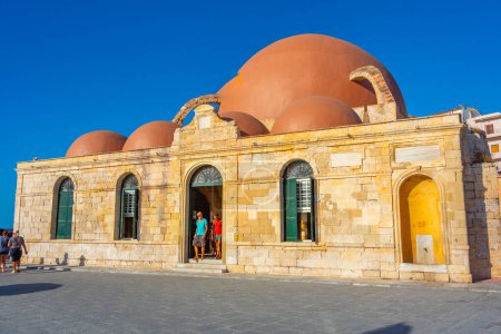 Photo for Chania, Greece, August 21, 2022: The Mosque of the Janissaries represents a Landmark of Chania, Crete. - Royalty Free Image