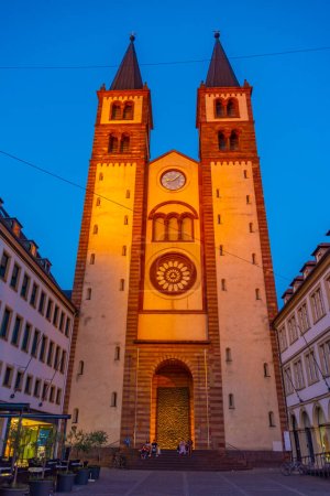 Photo for Wurzburg, Germany, August 11, 2022: Sunset view of Wurzburger Cathedral in Germany. - Royalty Free Image