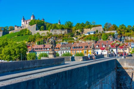 Photo for Regensburg, Germany, August 12, 2022: Marienberg fortress viewed from Mainbrucke in Wurzburg, Germany. - Royalty Free Image