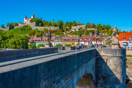 Photo for Regensburg, Germany, August 12, 2022: Marienberg fortress viewed from Mainbrucke in Wurzburg, Germany. - Royalty Free Image