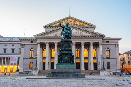 Photo for Munich, Germany, August 16, 2022: Sunrise view of Bavarian state opera in German town Munchen. - Royalty Free Image