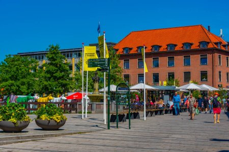 Photo for Roskilde, Denmark, June 23, 2022: Summer day at square in Roskilde, Denmark.. - Royalty Free Image
