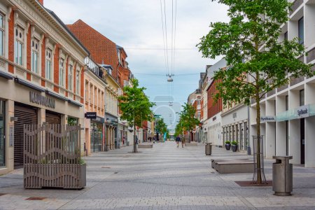 Photo for Esbjerg, Denmark, June 17, 2022: Commercial street in the center of Danish town Esbjerg. - Royalty Free Image