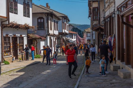 Photo for Tryavna, Bulgaria, April 24, 2022: Traditional houses in the Bulgarian town Tryavna. - Royalty Free Image