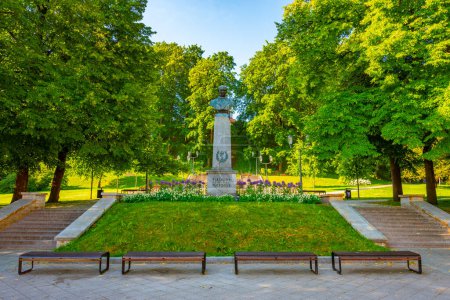 Photo for Tartu, Estonia, June 27, 2022: Pirogov sculpture in Estonian town Tartu. - Royalty Free Image