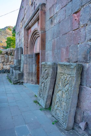 Khachkars in Goshavank monastery in Armenia