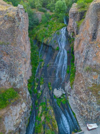 Sunset view of Jermuk Waterfall in Armenia