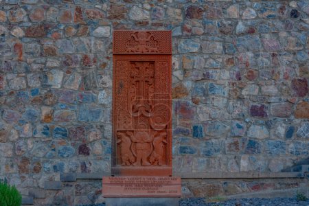 Khachkars in Khor Virap monastery in Armenia
