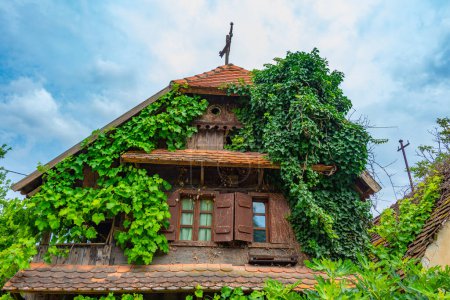 Traditionelle Holzhäuser im kroatischen Dorf Krapje