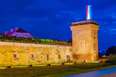 Vue de nuit de la forteresse de Tvrda dans la ville croate d'Osijek