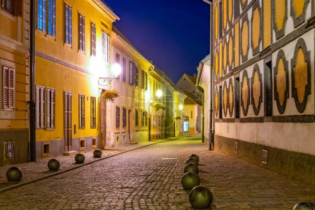 Sunset view of a street in center of Varazdin, Croatia