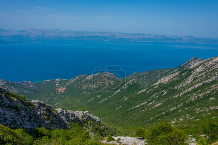 Peljesac peninsula viewed from Sveti Ilija mountain in Croatia